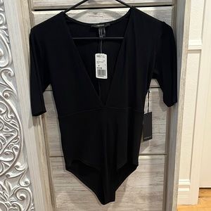 Forever 21 Black Knit short sleeve bodysuit! Never worn! Brand new w/tags!
